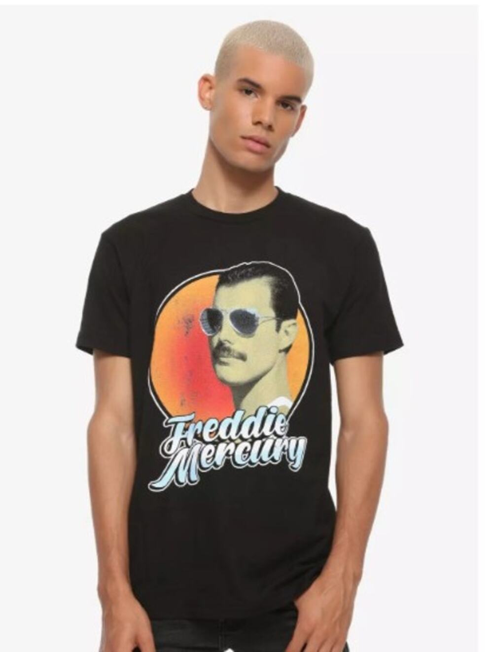 Freddy Mercury Official Merch Black Unisex Tee Sunglasses Pose - Size Large